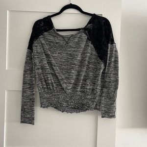 We the free l black and grey off the shoulder sweater